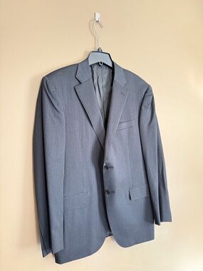 Canali Gray Pinstripe Two-Button Suit Jacket